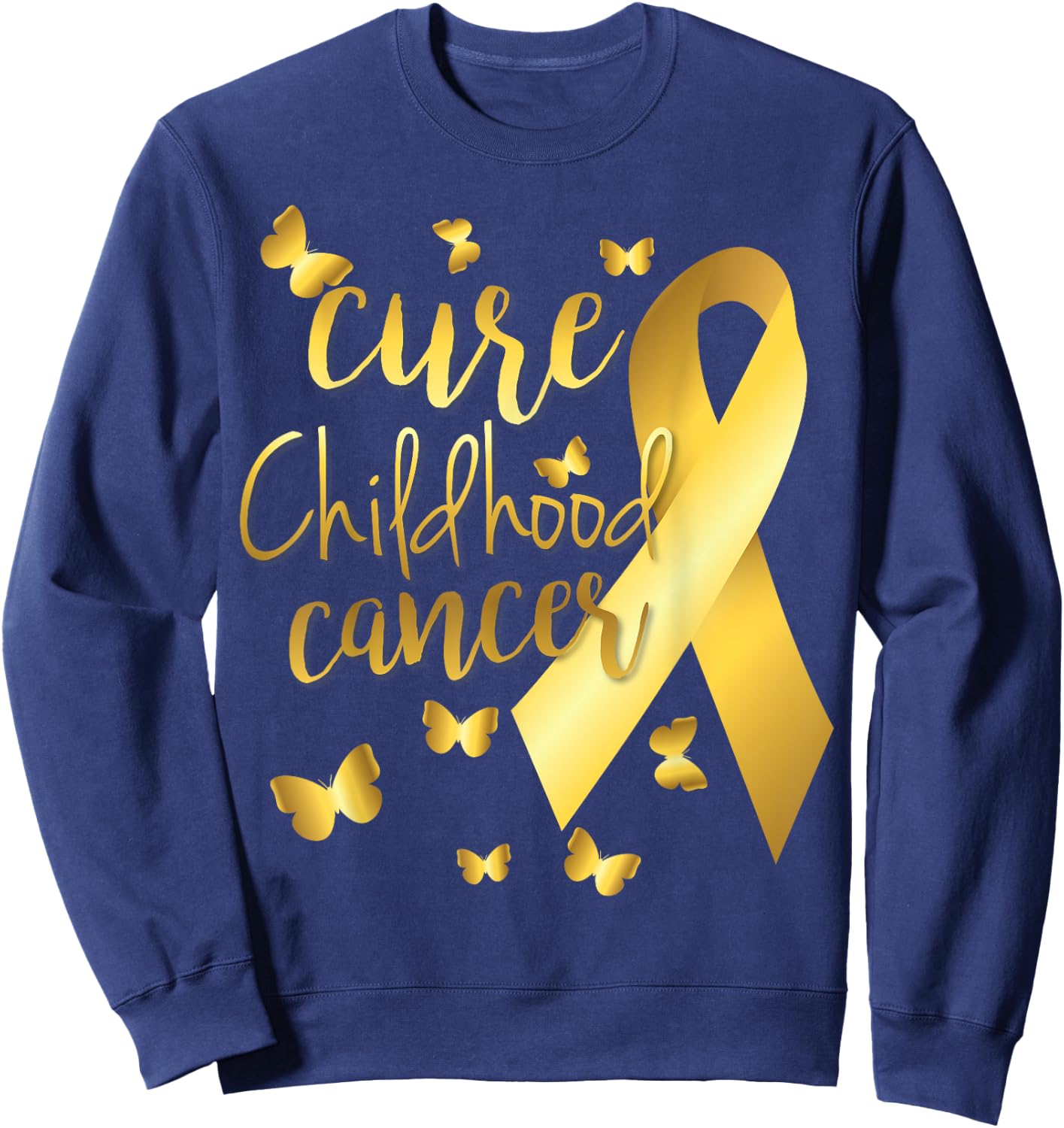 Cure Childhood Cancer with Gold Ribbon Sweatshirt - Sweatshirt | Navy