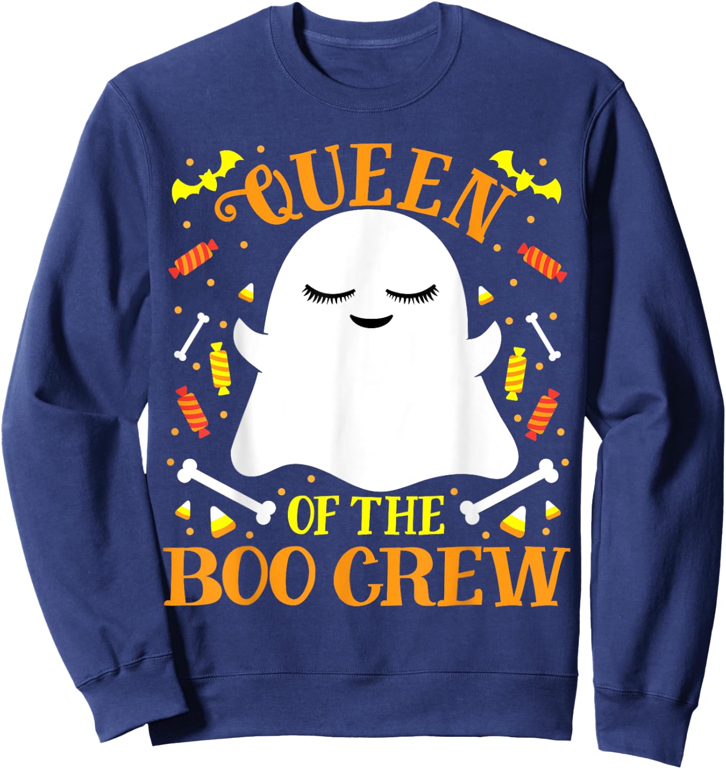 Queen Boo Crew Ghost Matching Family Wife Women Halloween Sweatshirt - Sweatshirt | Navy