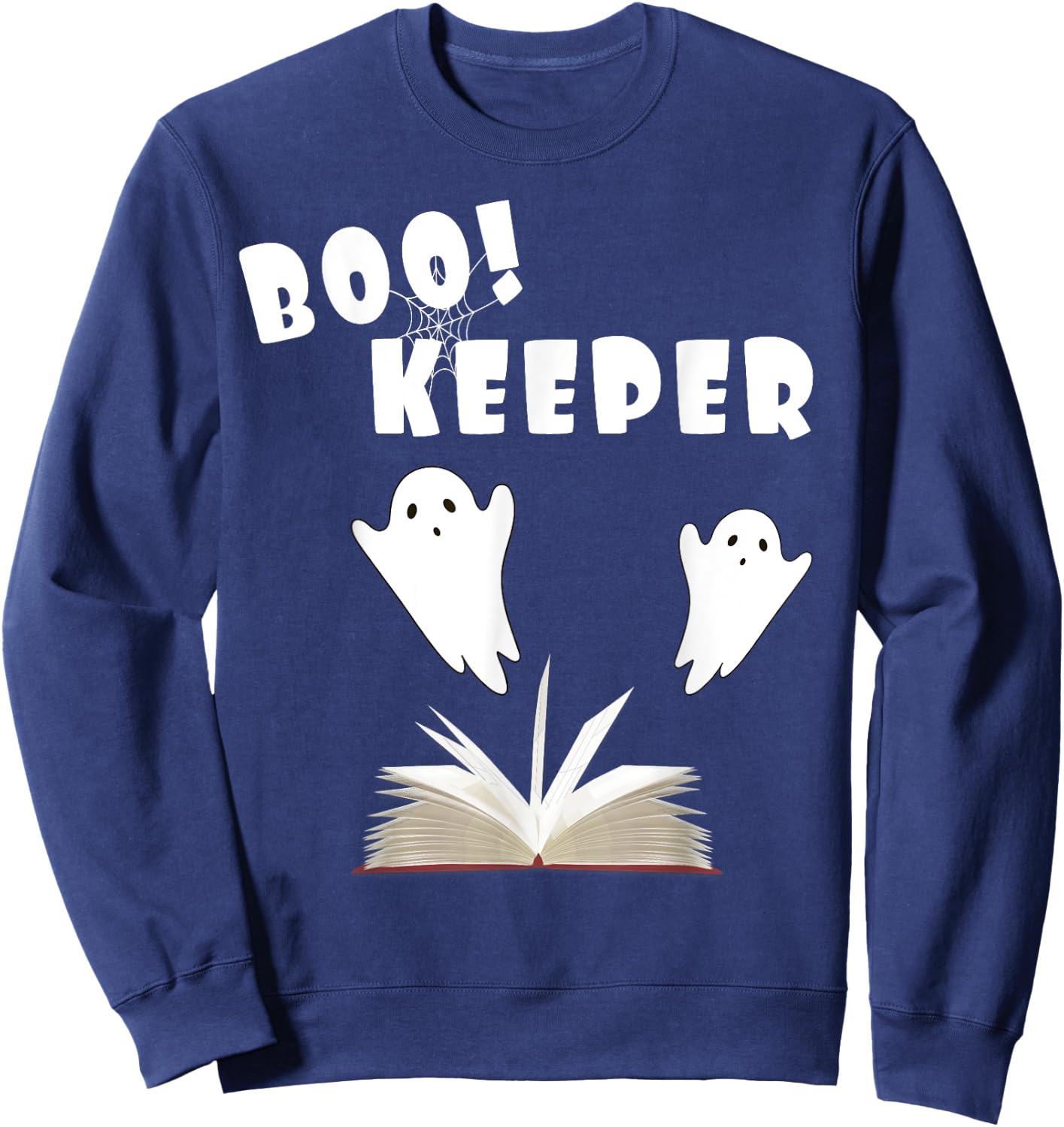 Boo Keeper Ghost Librarian Halloween Costume for Bookkeeper Sweatshirt - Sweatshirt | Navy