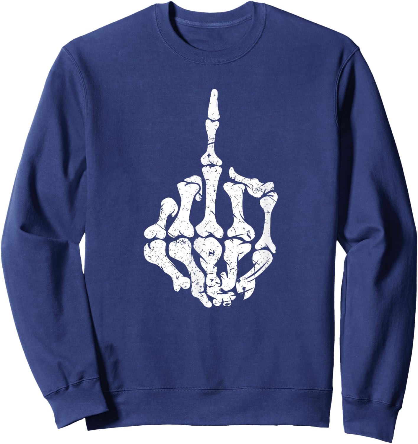 Offensive Biker Middle Finger Skull Sweatshirt - Sweatshirt | Navy