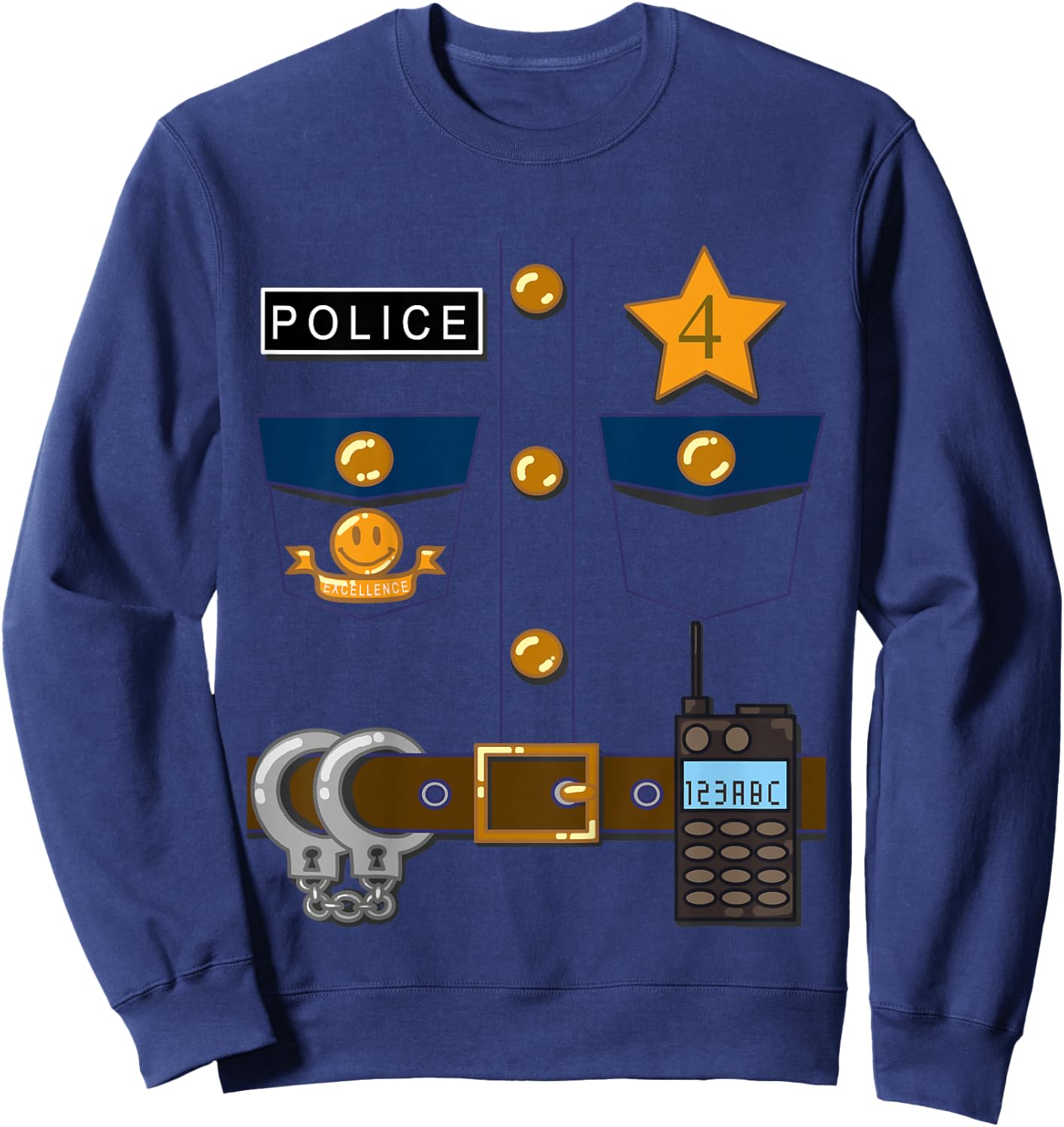 Kids Policeman Costume Funny Birthday 4 Year Old T Shirt Sweatshirt - Sweatshirt | Navy