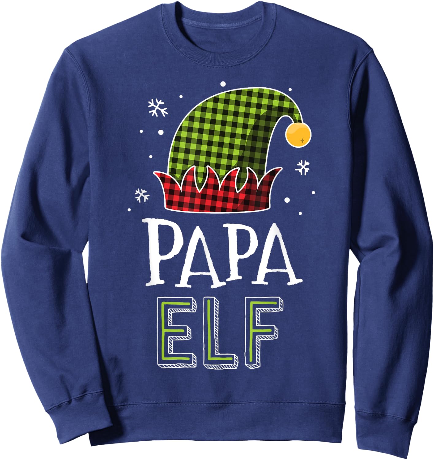 Papa Elf Plaid Christmas Shirt Dad Matching Family Elves Sweatshirt - Sweatshirt | Navy
