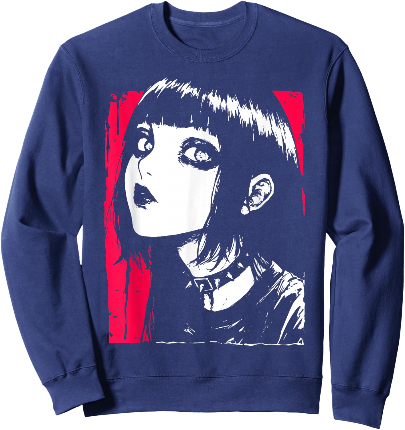 Horror Anime Manga | Japan Japanese Creepy Kawaii Goth Punk Sweatshirt - Sweatshirt | Navy