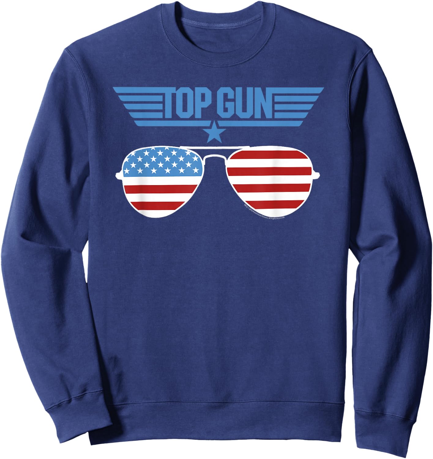 Top Gun White Aviator Sunglasses with Logo Action Movie Sweatshirt - Sweatshirt | Navy