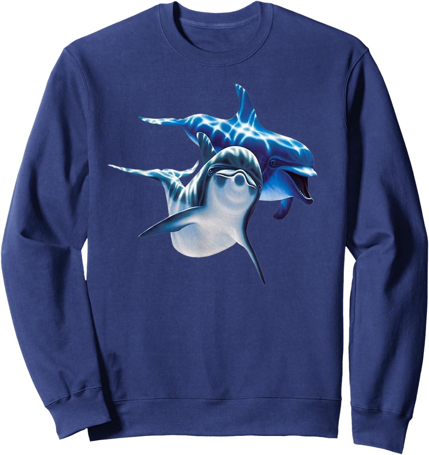 Cute Dolphins Making Splashing Small Sweatshirt - Sweatshirt | Navy