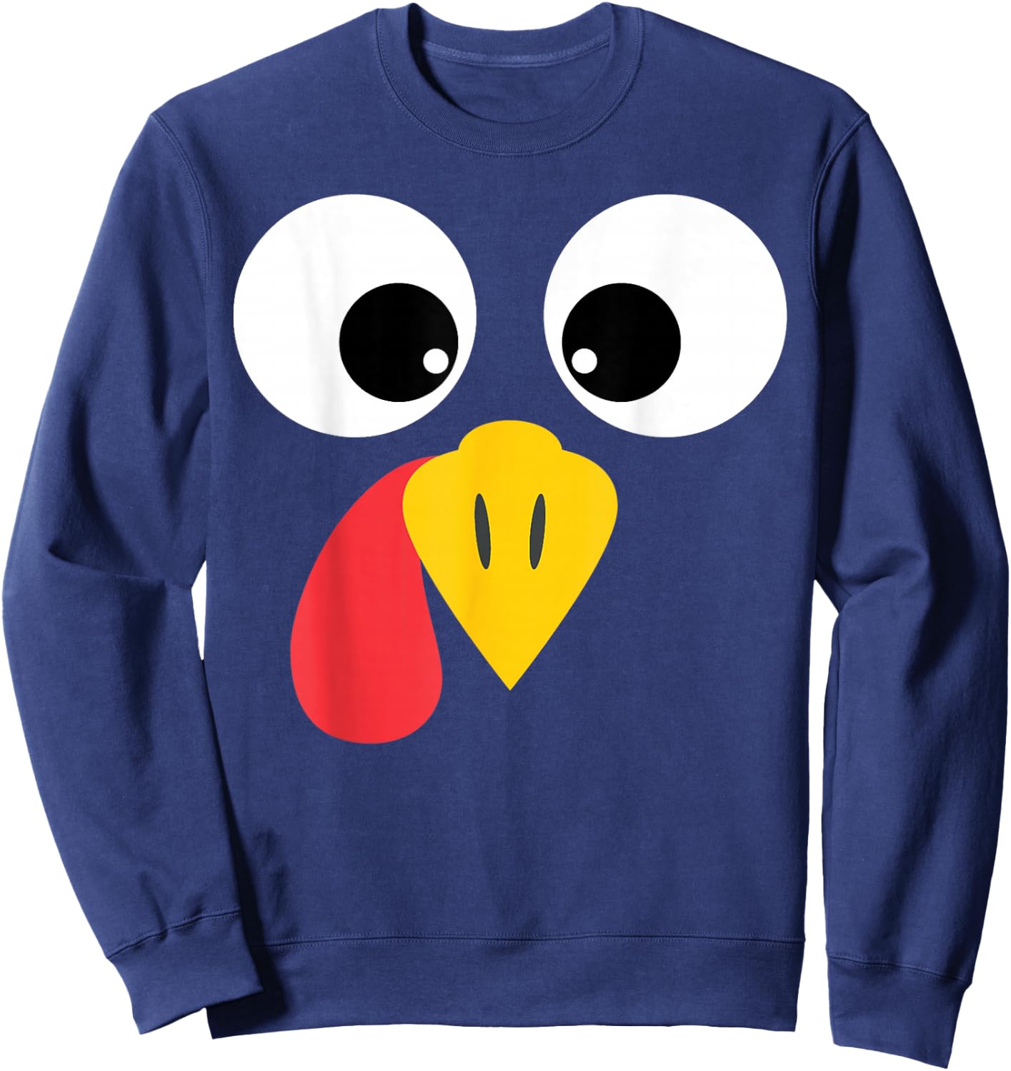 Turkey Face Big Eyes Thanksgiving Sweatshirt - Sweatshirt | Navy