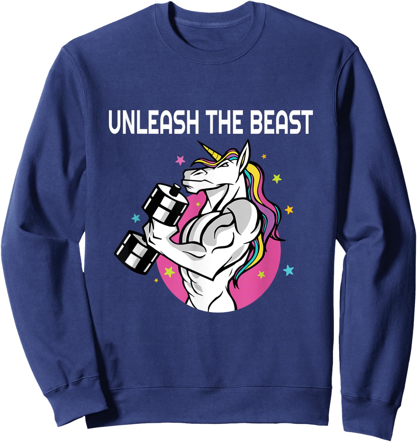 Unleash The Beast - Unicorn Gym Rat Magic Sparkle Muscles Sweatshirt - Sweatshirt | Navy