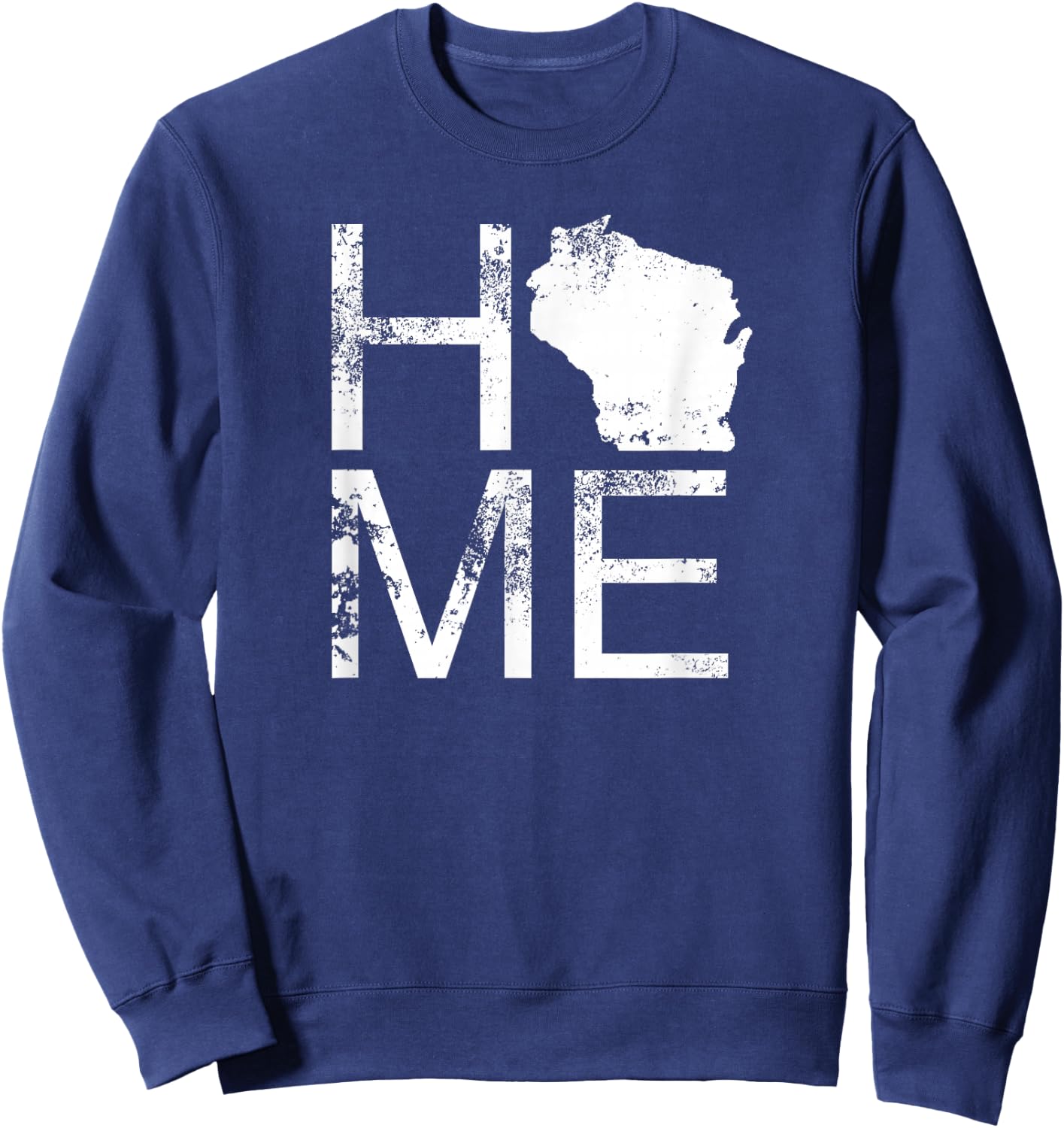 Vintage Wisconsin Home Map in Place of O WI State Wisconsin Sweatshirt - Sweatshirt | Navy