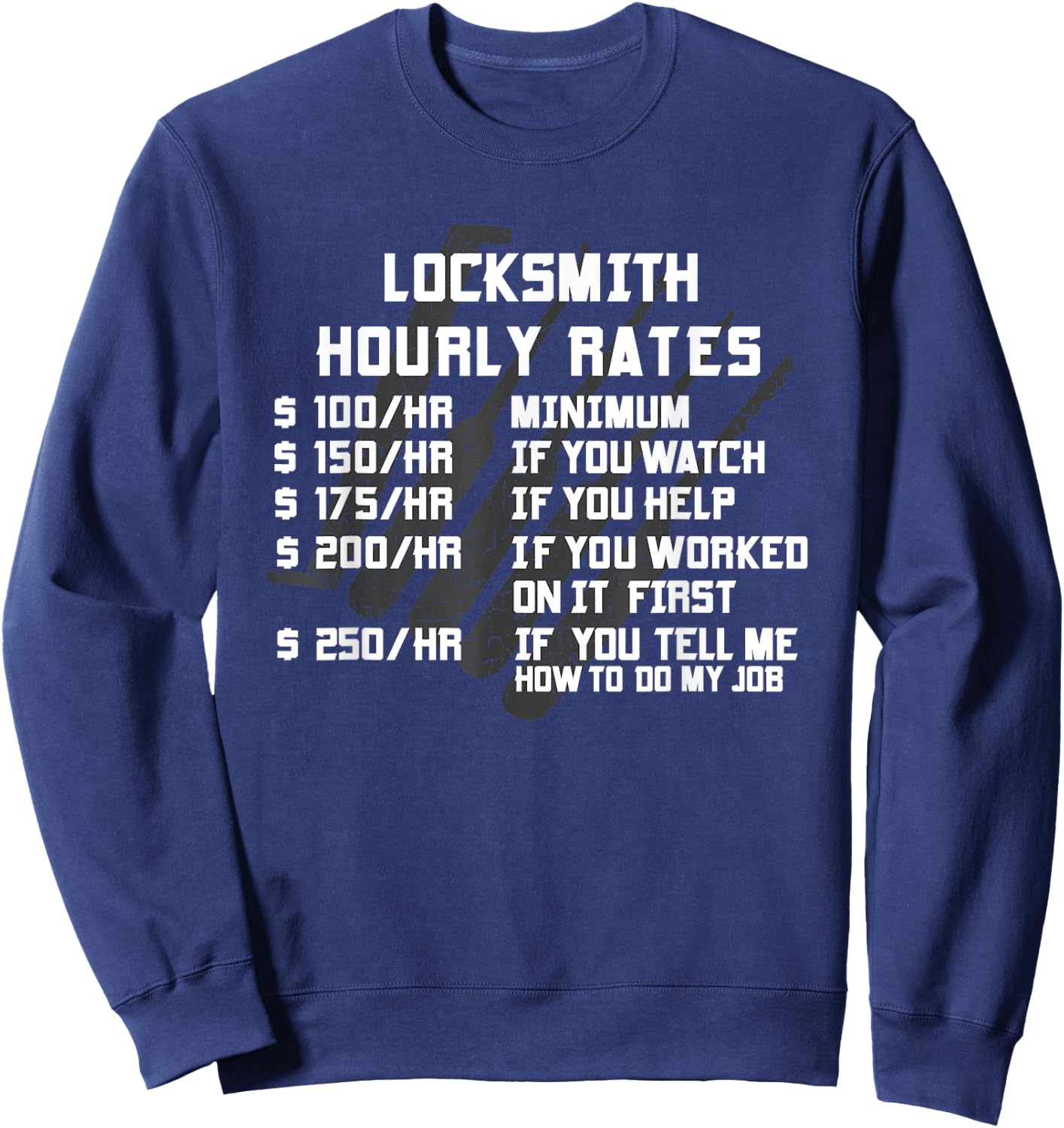 Locksmith Hourly Rates Funny Lock Picker Labor Worker Gifts Sweatshirt - Sweatshirt | Navy