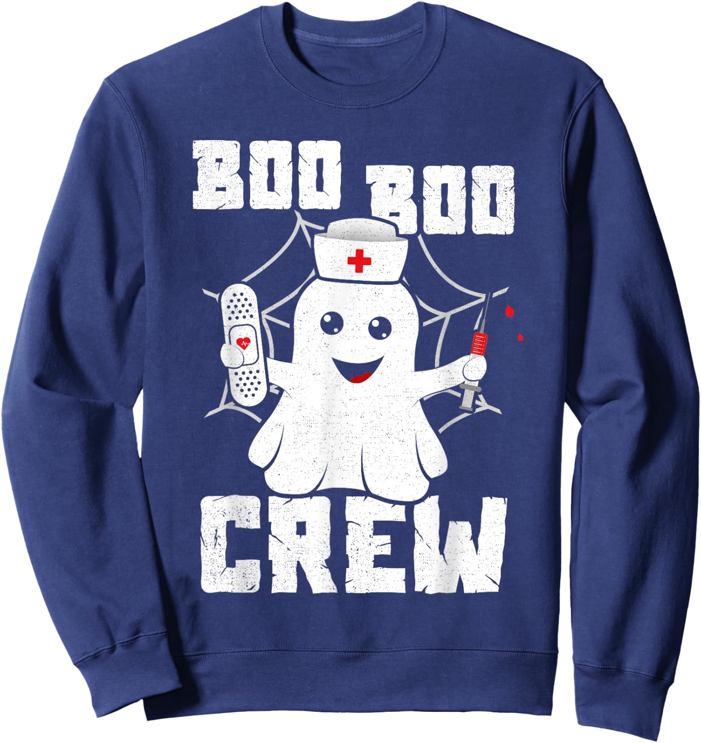 Boo Boo Crew Shirt Ghost Nurse Costume Girls Funny Halloween Sweatshirt - Sweatshirt | Navy