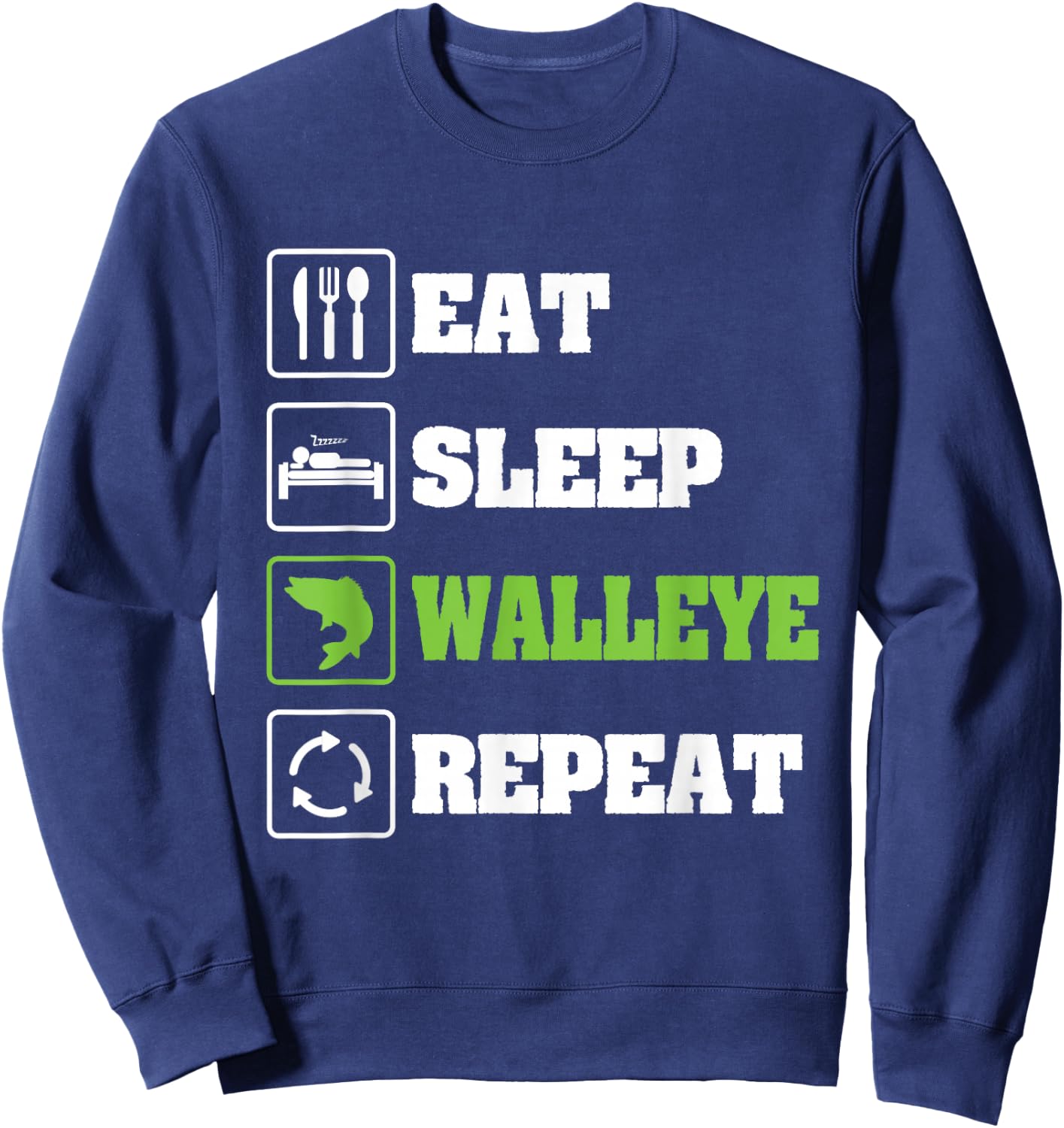 Walleye Fishing Shirts Funny Fishing Sweatshirt - Sweatshirt | Navy