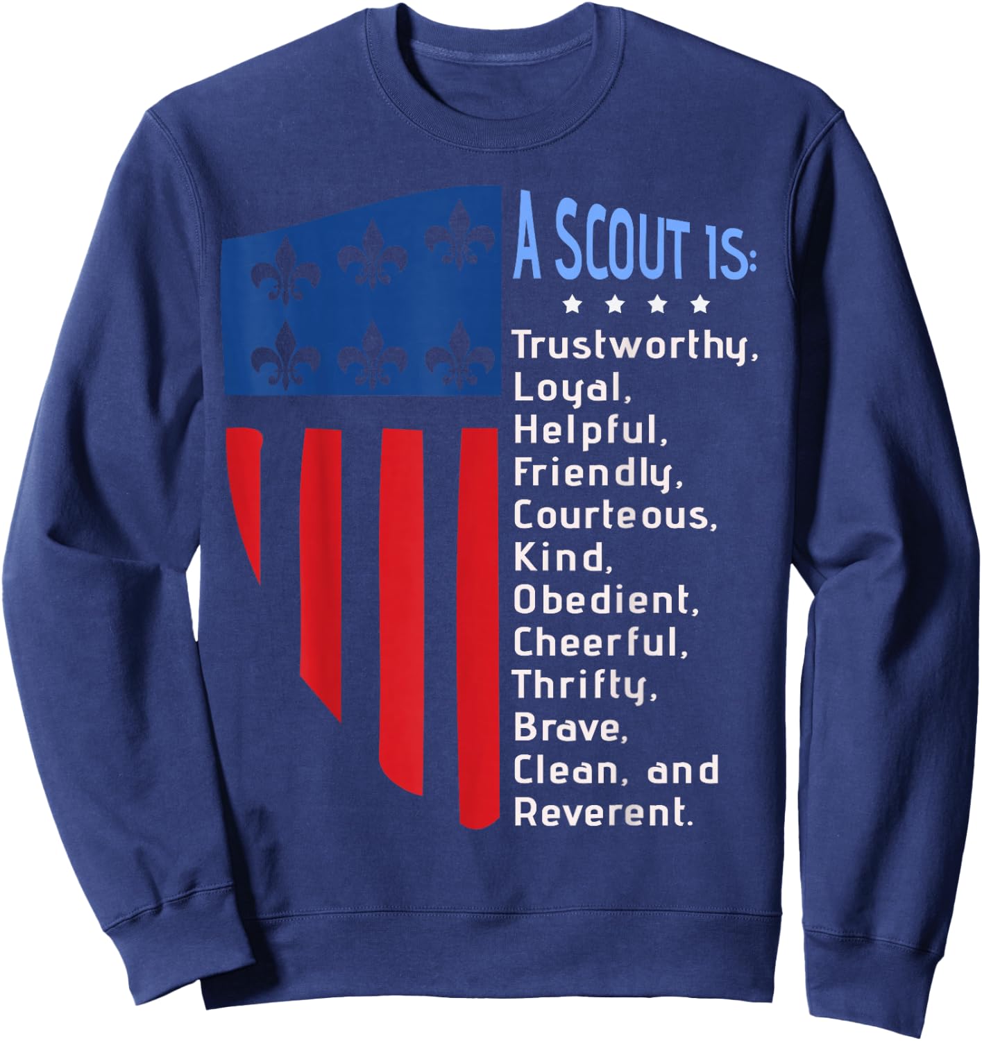 Scouting Law, US America Flag Scouting Law Gift Sweatshirt - Sweatshirt | Navy