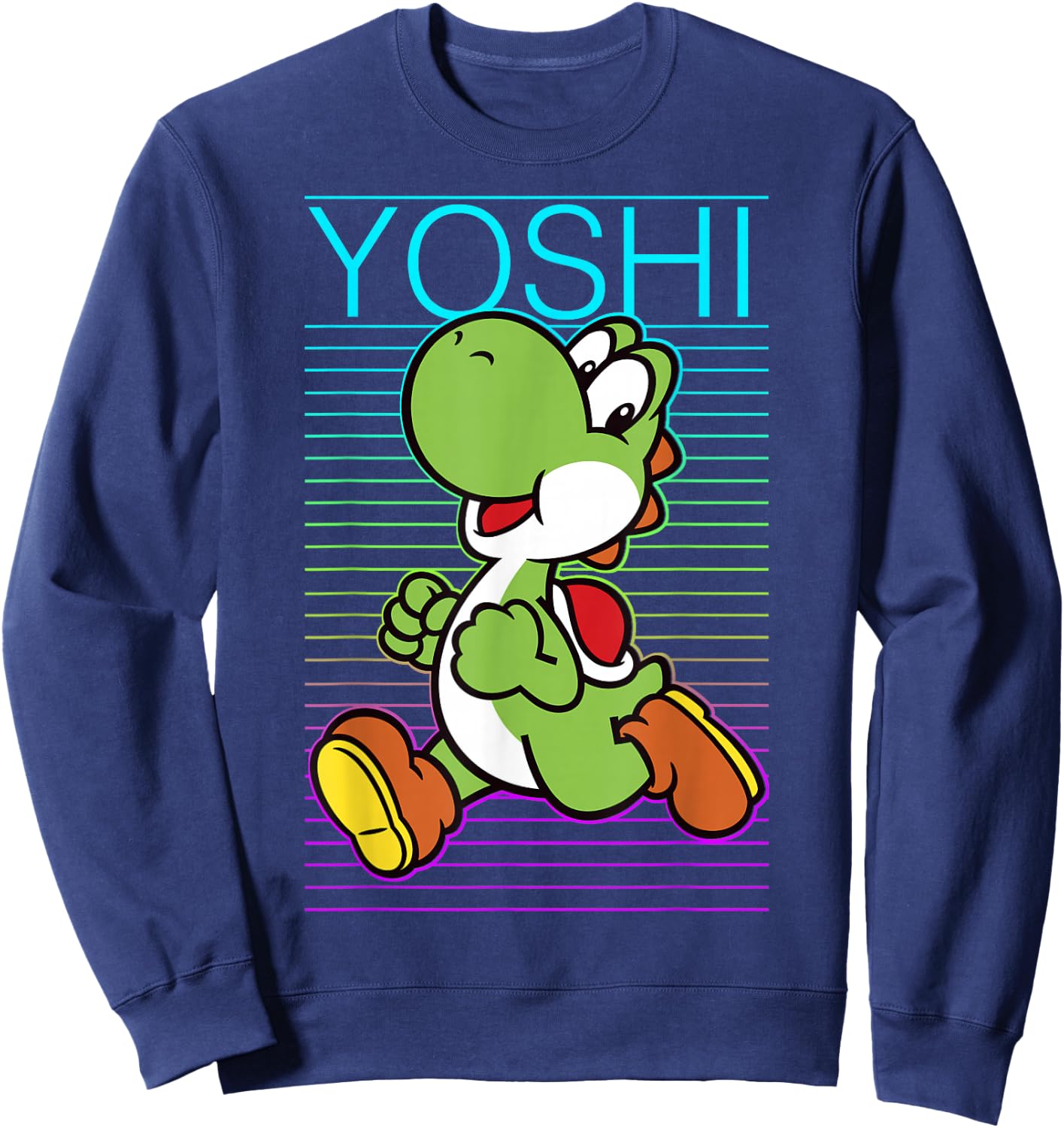 Super Mario Yoshi Retro Gradient Fade Poster Sweatshirt - Sweatshirt | Navy