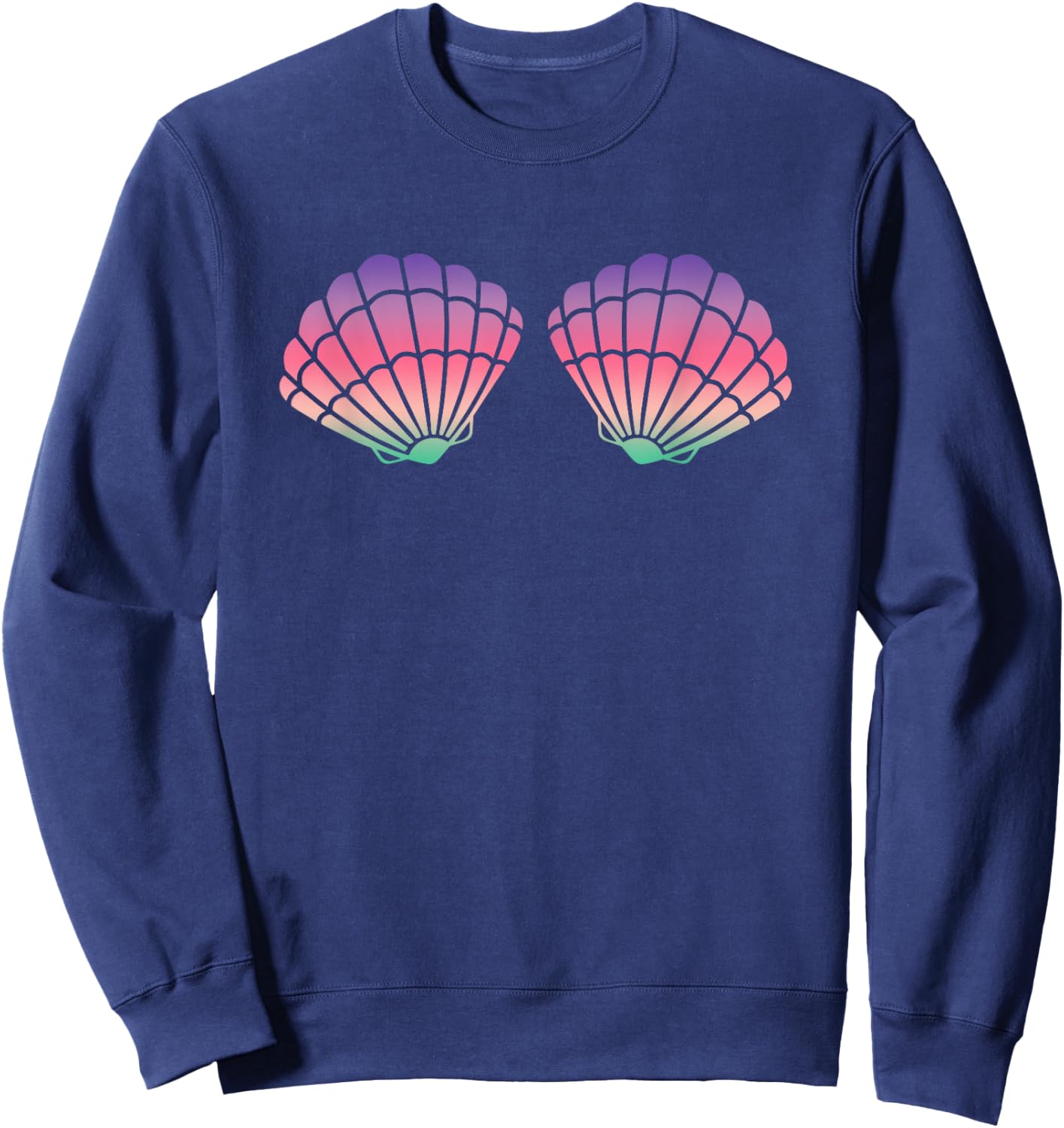 Mermaid Clam Shell Bra For Girls Purple Rainbow Seashells Sweatshirt - Sweatshirt | Navy