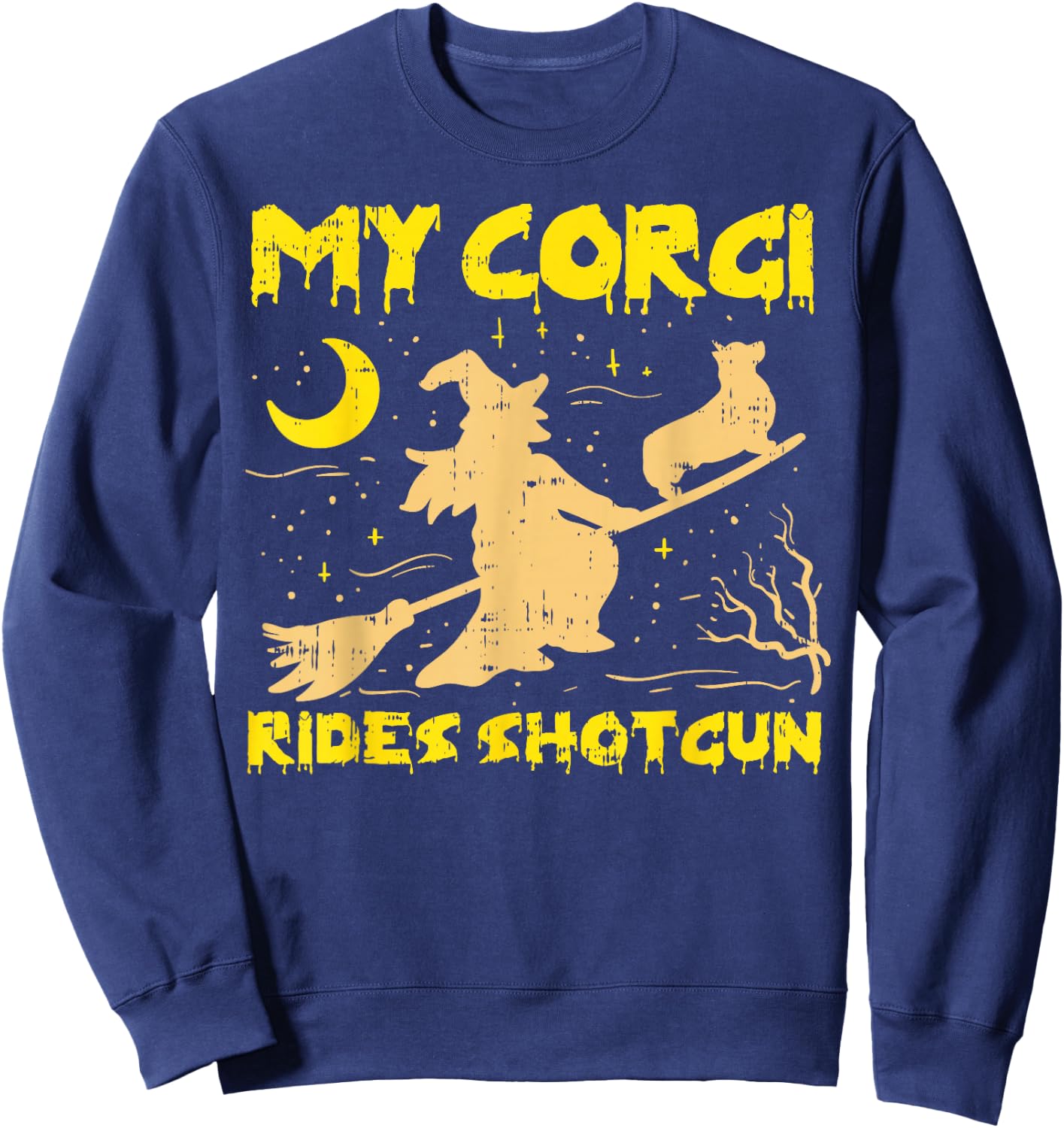 My Corgi Witch Funny Halloween Costume Dog Owner Sweatshirt - Sweatshirt | Navy