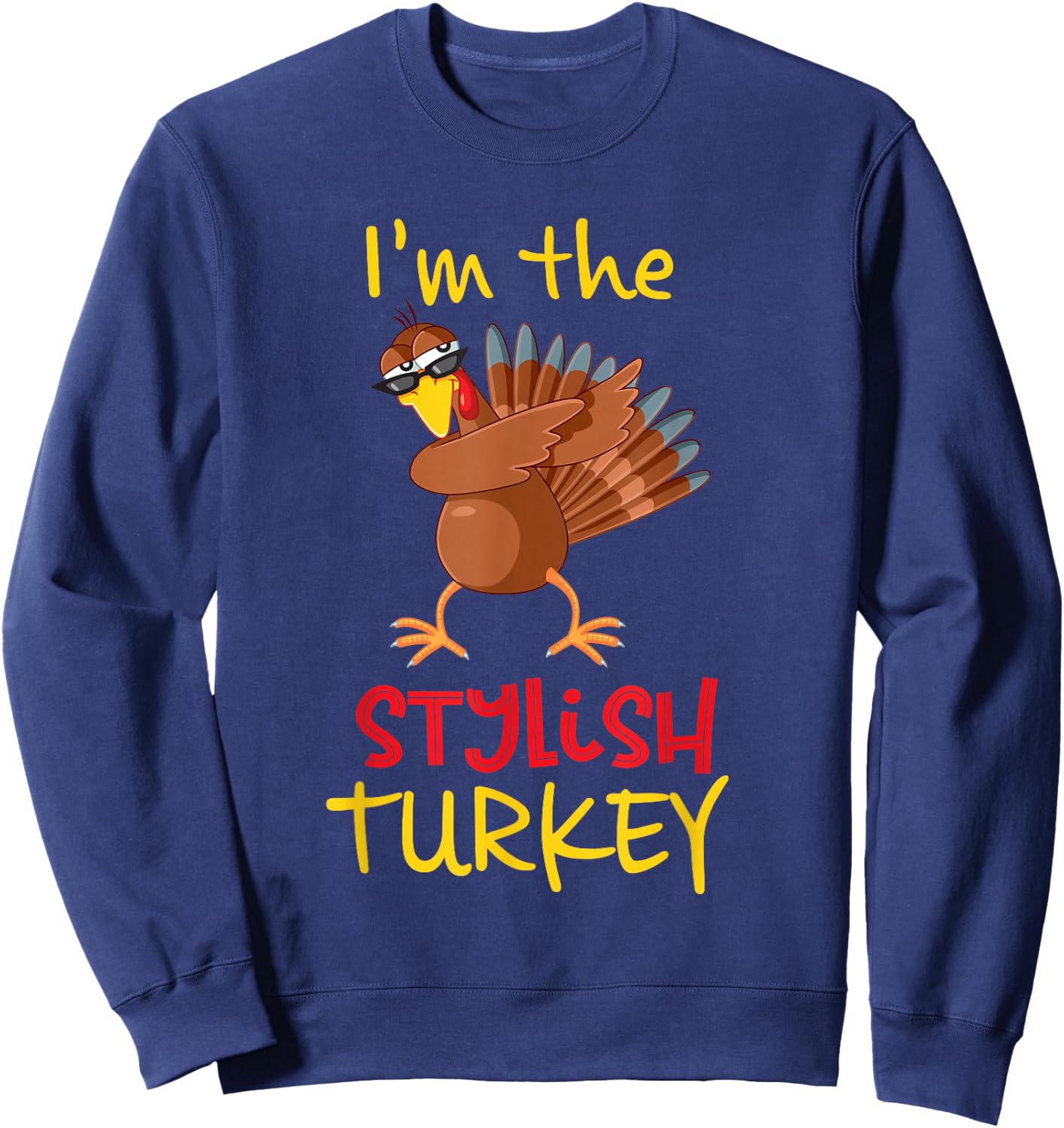 Stylish Turkey Matching Family Group Thanksgiving Party Sweatshirt - Sweatshirt | Navy