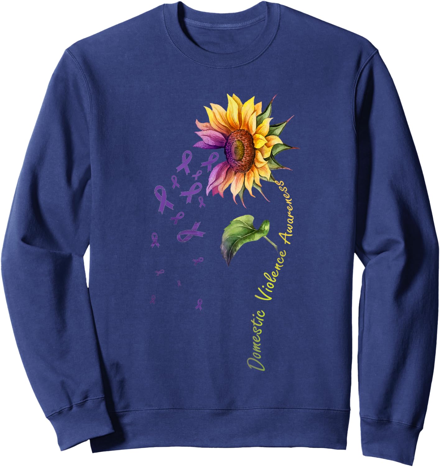 Domestic Violence Awareness Sunflower Shirt Sweatshirt - Sweatshirt | Navy