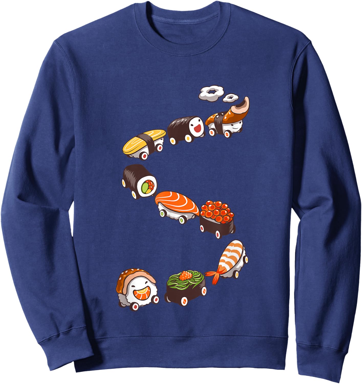 Funny Sushi Train Japanese Food Design Sweatshirt - Sweatshirt | Navy