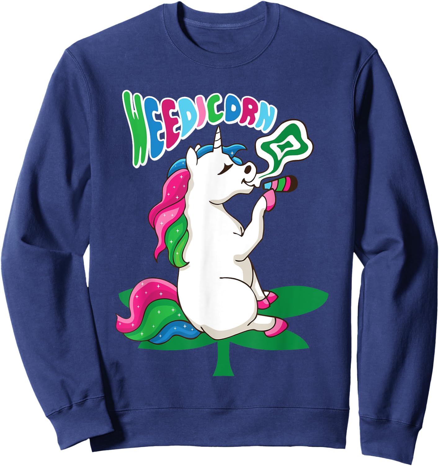 Weedicorn Unicorn Kifft Cannabis Marijuana Unicorn Kiffer Sweatshirt - Sweatshirt | Navy
