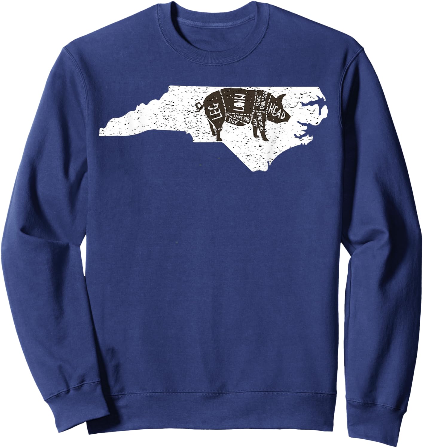 Vintage State of North Carolina Brisket BBQ Barbecue Sweatshirt - Sweatshirt | Navy