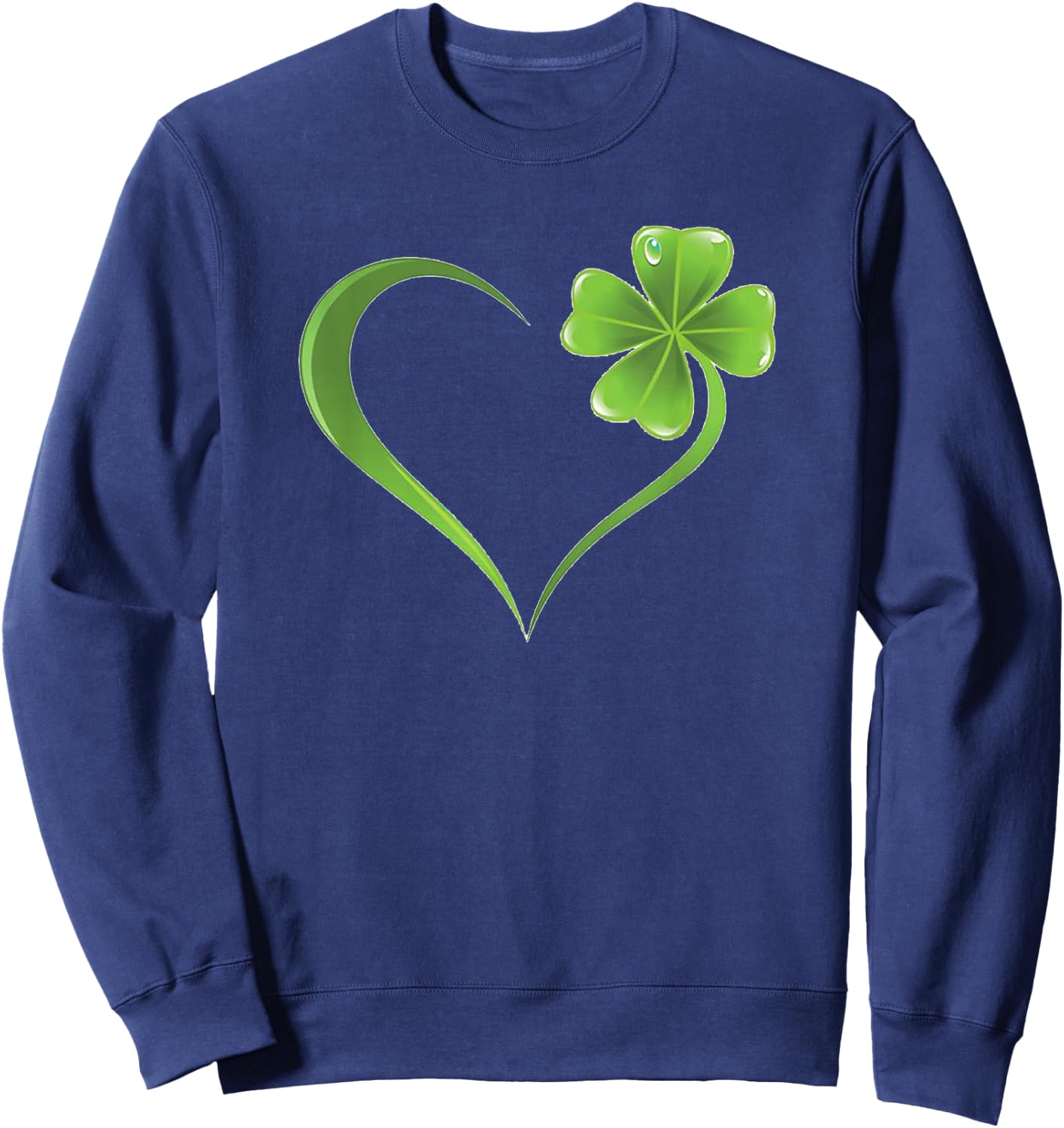 Four Leaf Clover Heart Shirt Lucky Shirt Sweatshirt - Sweatshirt | Navy
