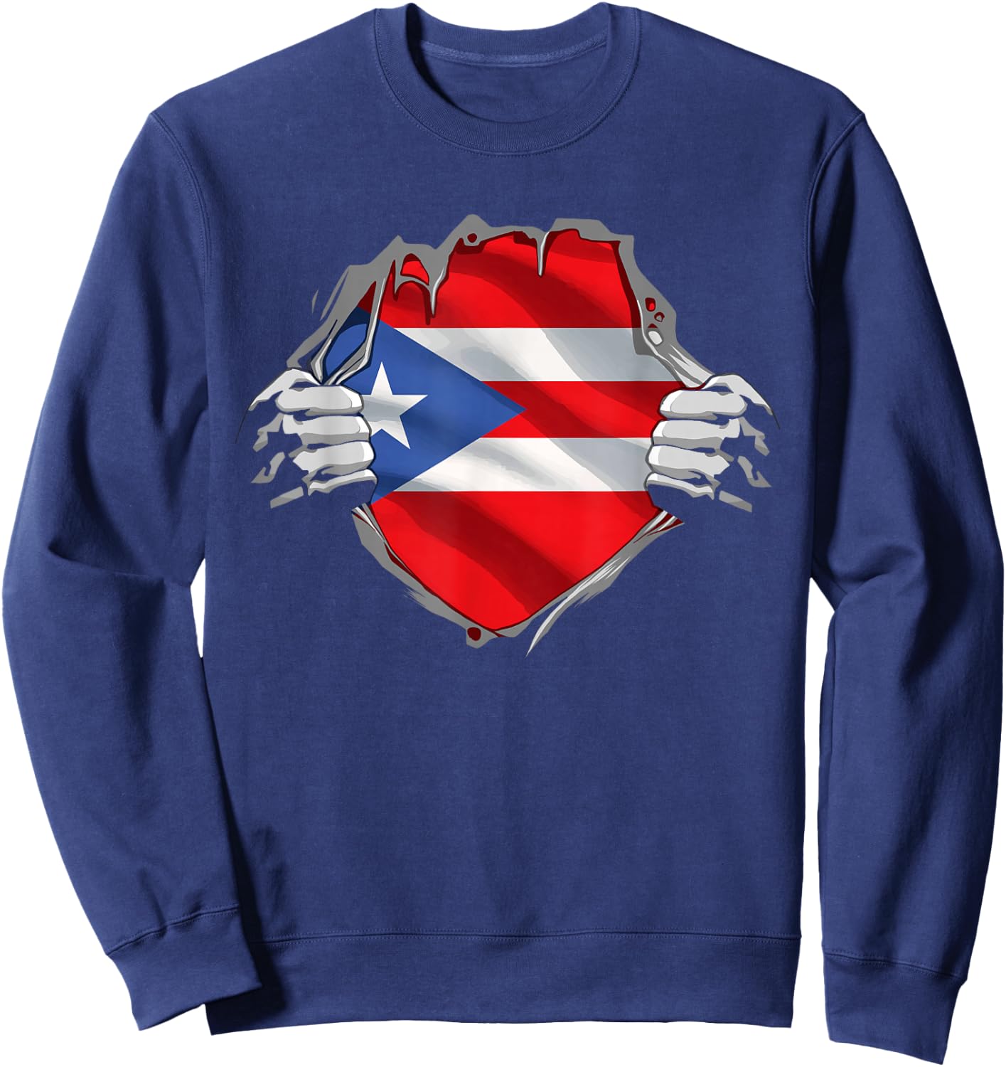 Puerto Rico Shirt Puerto Rican Flag Roots Heritage Boricua Sweatshirt - Sweatshirt | Navy