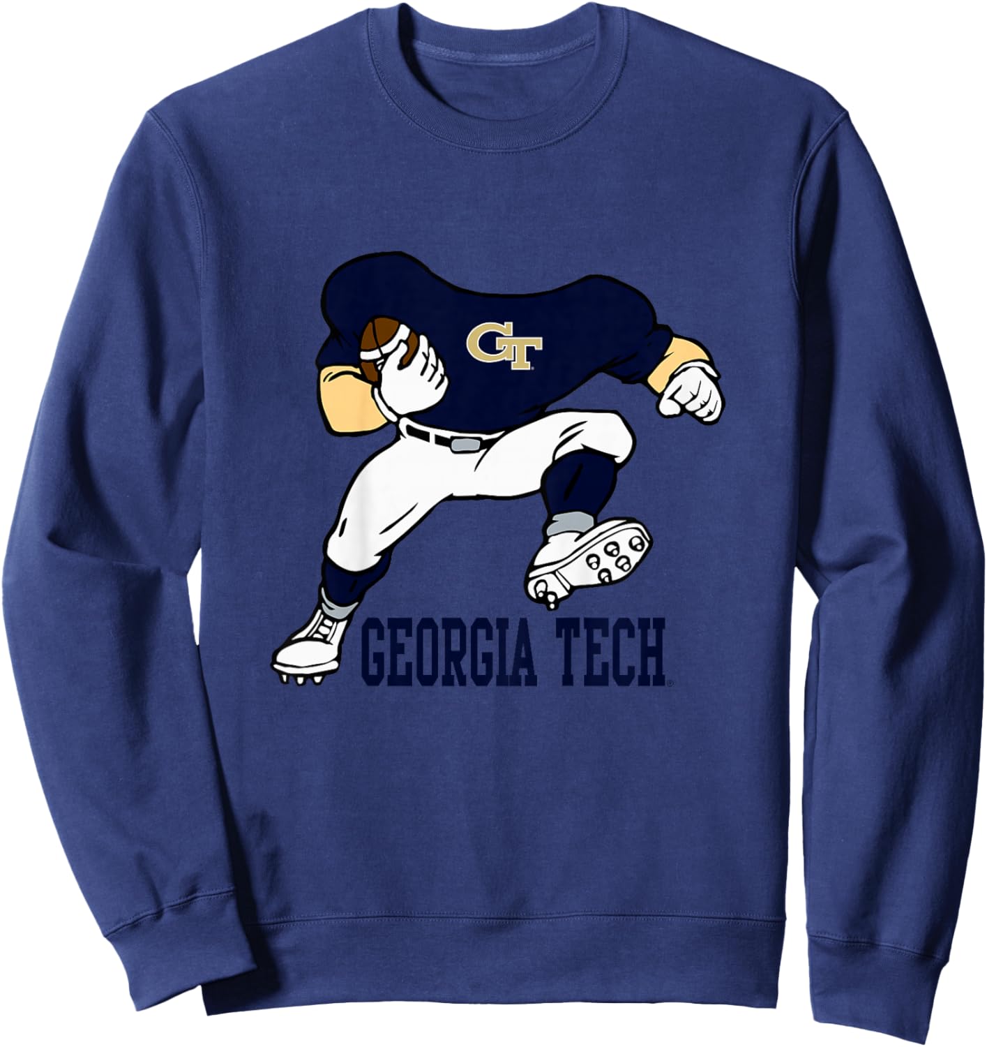 Kids Georgia Tech Yellow Jackets Kids Football Player Gray Sweatshirt - Sweatshirt | Navy