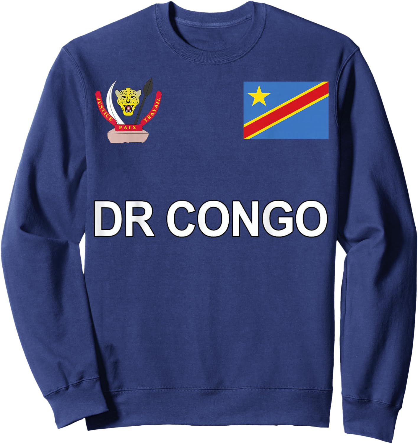 Sports-style Flag and Crest of DR Congo Sweatshirt - Sweatshirt | Navy