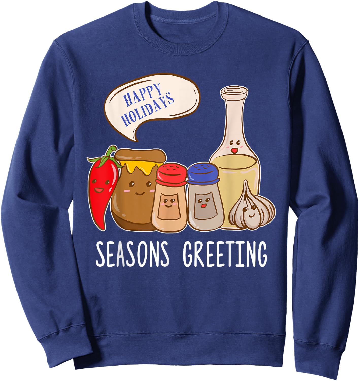 Seasons Greetings Funny Christmas Humor Holiday Food Pun Sweatshirt - Sweatshirt | Navy
