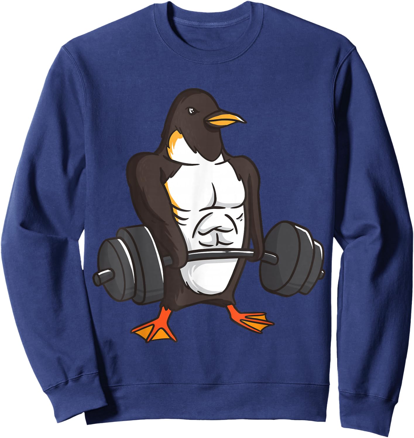 Penguin Powerlifting Weightlifting Gym Animal Lovers Gift Sweatshirt - Sweatshirt | Navy