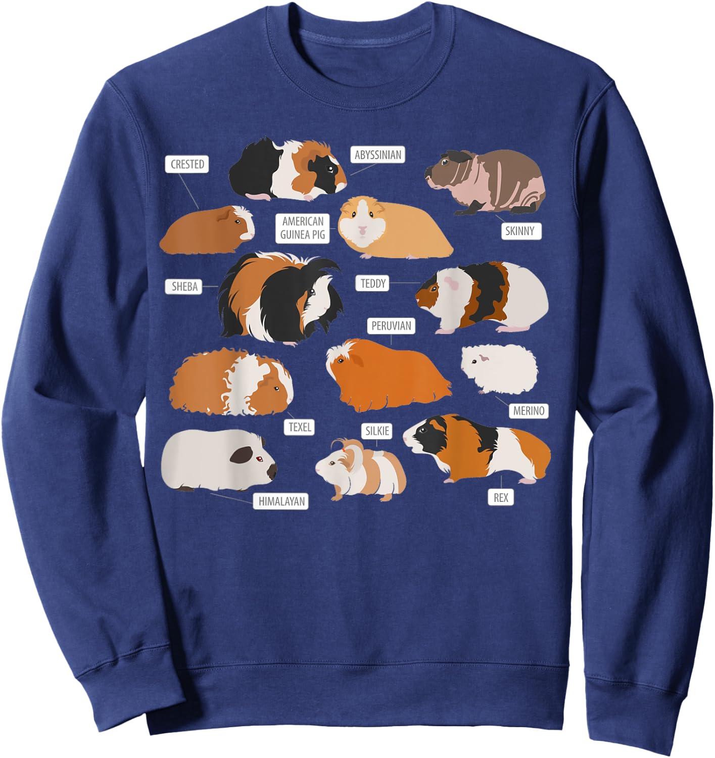 Guinea pig breeds Shirt Shirt Costume Clothing Accessories Sweatshirt - Sweatshirt | Navy