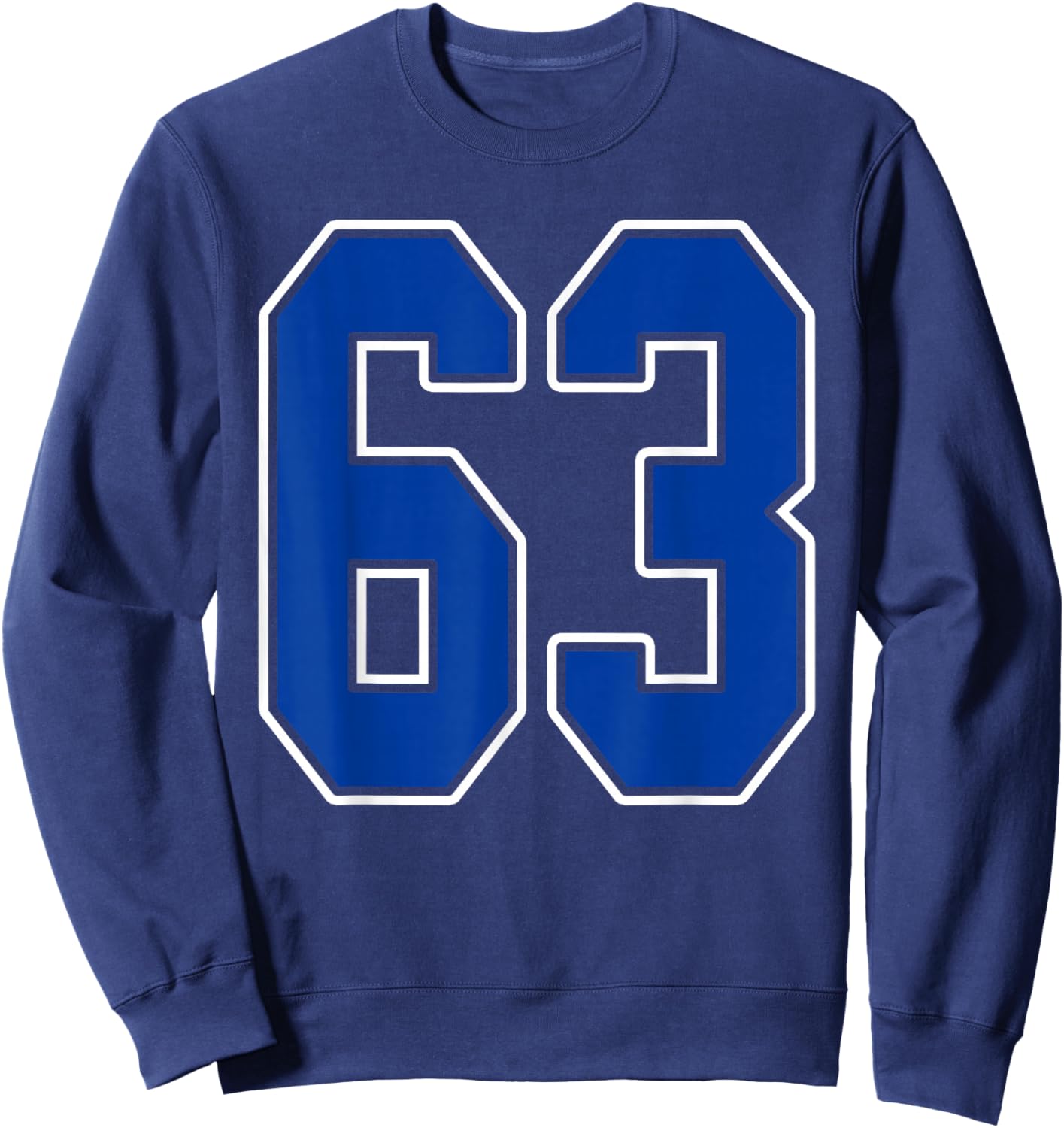 Royal Blue and White Number 63 Jersey Player Uniform #63 Fan Sweatshirt - Sweatshirt | Navy