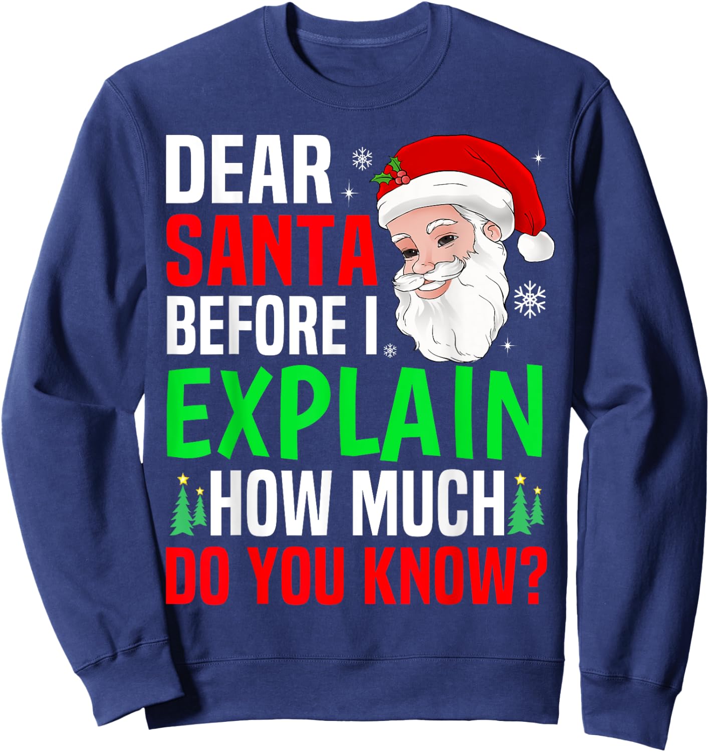 Dear Santa Before I Explain Funny Christmas Men Women Kids Sweatshirt - Sweatshirt | Navy