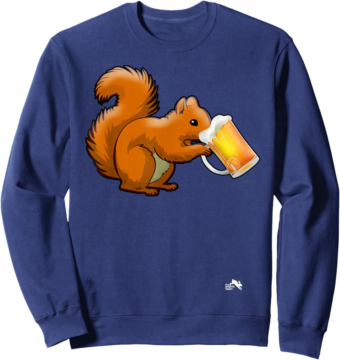 Squirrel Drinking Beer for Animal Lovers - Beer Squirrel Sweatshirt - Sweatshirt | Navy