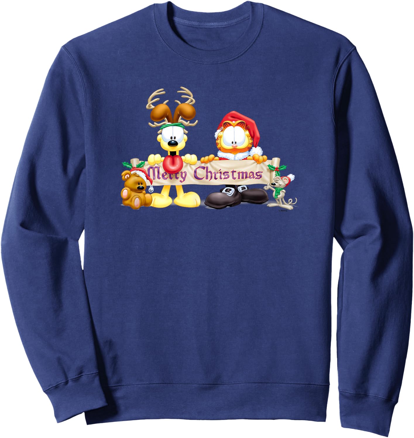 Garfield Christmas Banner Sweatshirt - Sweatshirt | Navy