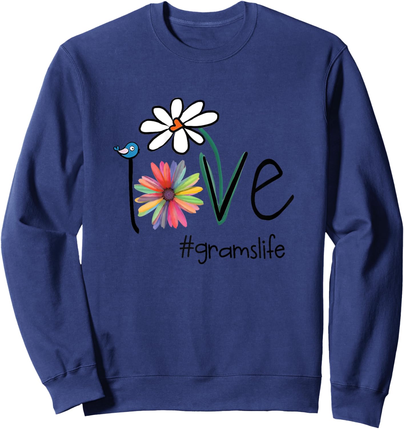 Love Grams Life - Art Flower Sweatshirt - Sweatshirt | Navy