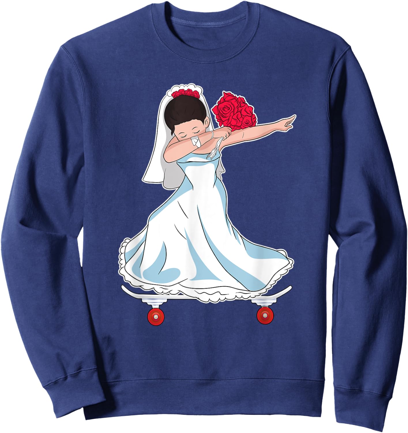 Skateboarding Wedding Bride on Skateboard Gift Skater Sweatshirt - Sweatshirt | Navy