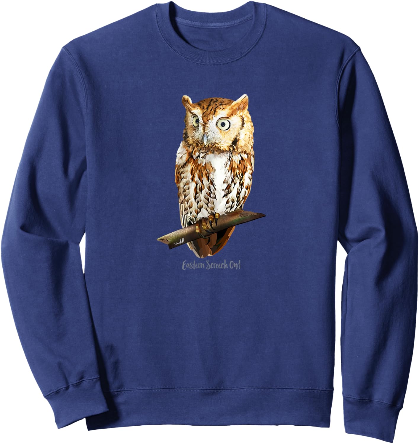 Screech Owl Graphic Birder Shirt Wildlife Bird Watching Sweatshirt - Sweatshirt | Navy