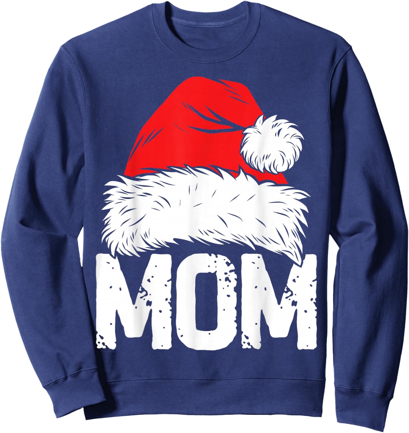 Mom Santa Christmas Family Matching Pajamas Mama Xmas Mother Short Sleeve Sweatshirt - Sweatshirt | Navy