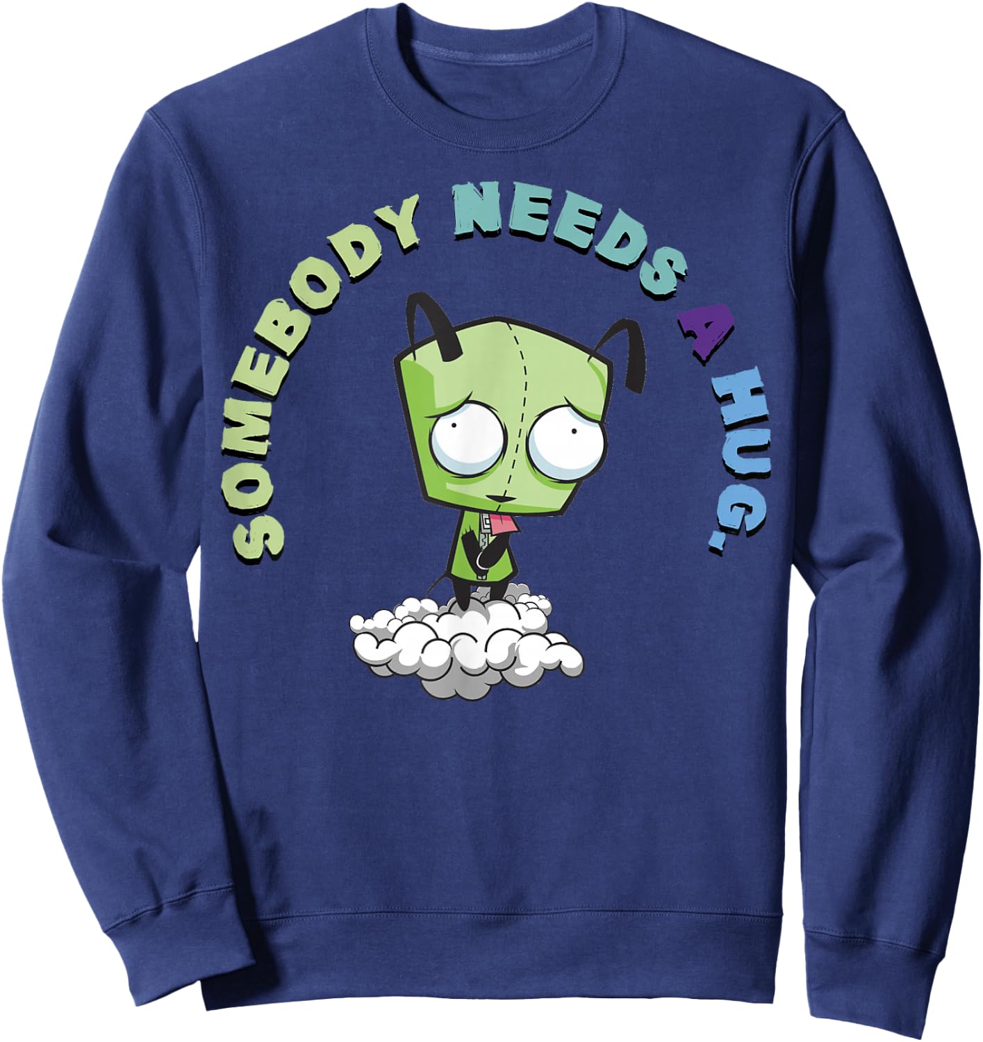 Invader Zim Gir Somebody Needs A Hug Sad Portait Small Sweatshirt - Sweatshirt | Navy