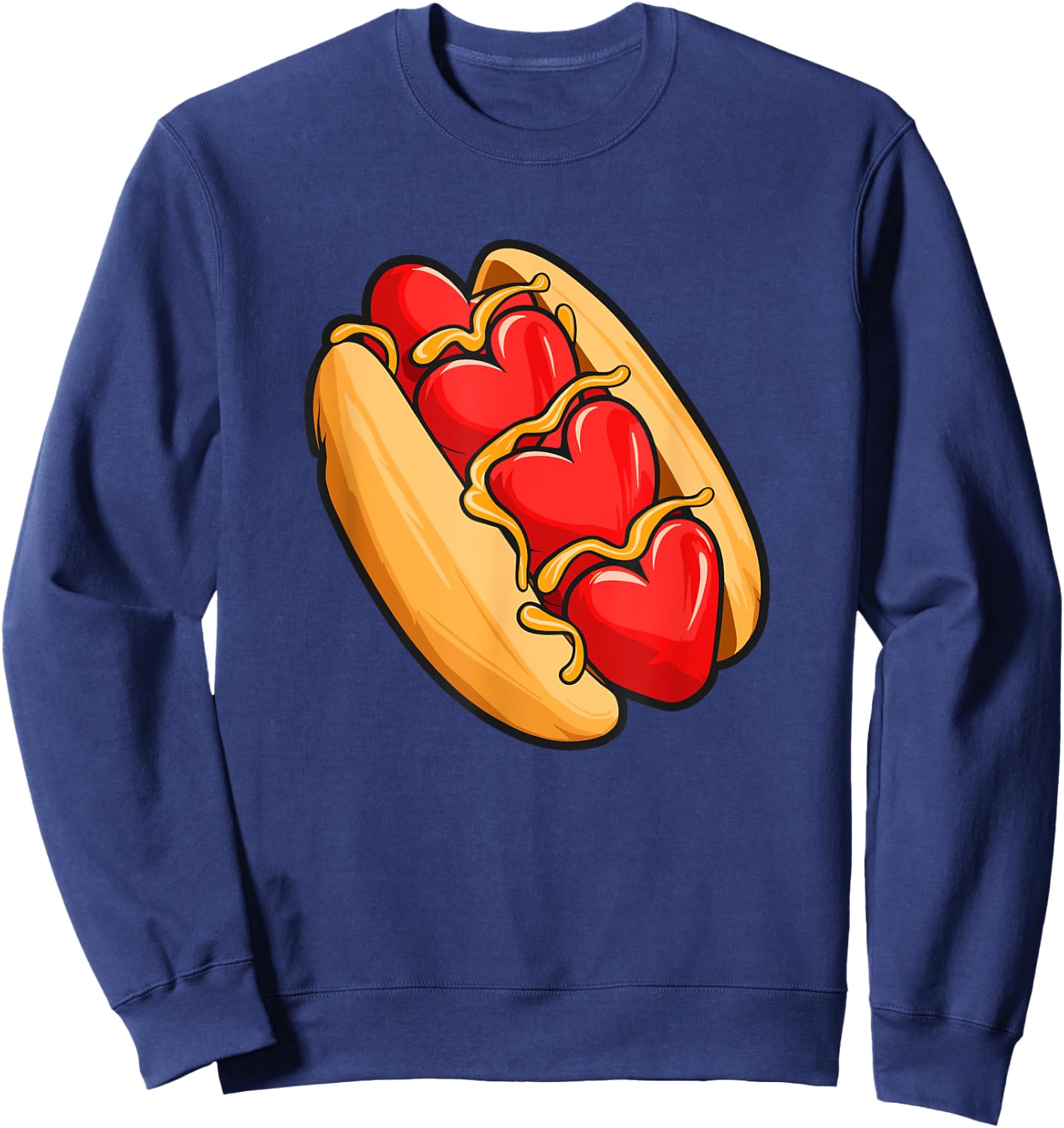 Valentines Day Hotdog Sandwich Sweatshirt - Sweatshirt | Navy