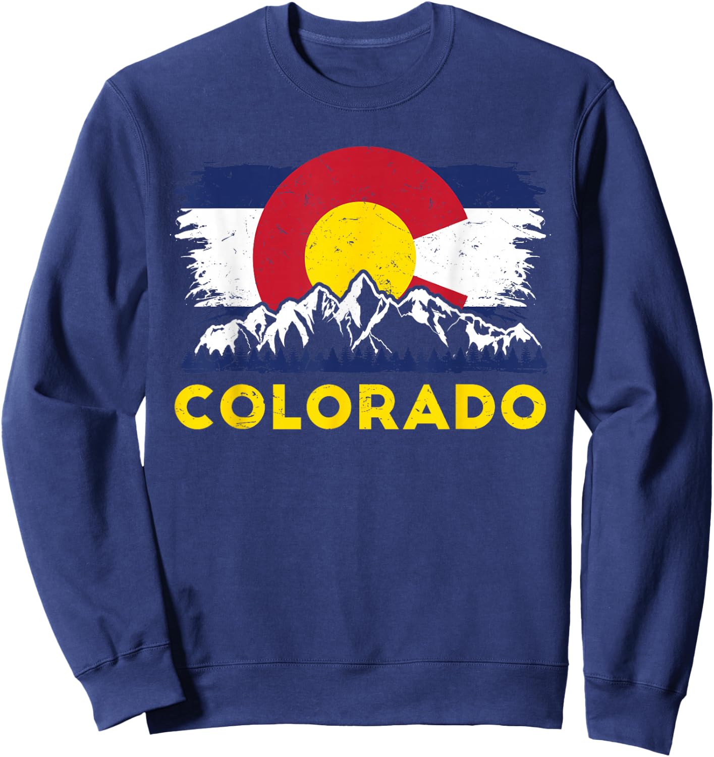 Colorado State Flag Rocky Mountain Denver Winter Aurora Sweatshirt - Sweatshirt | Navy