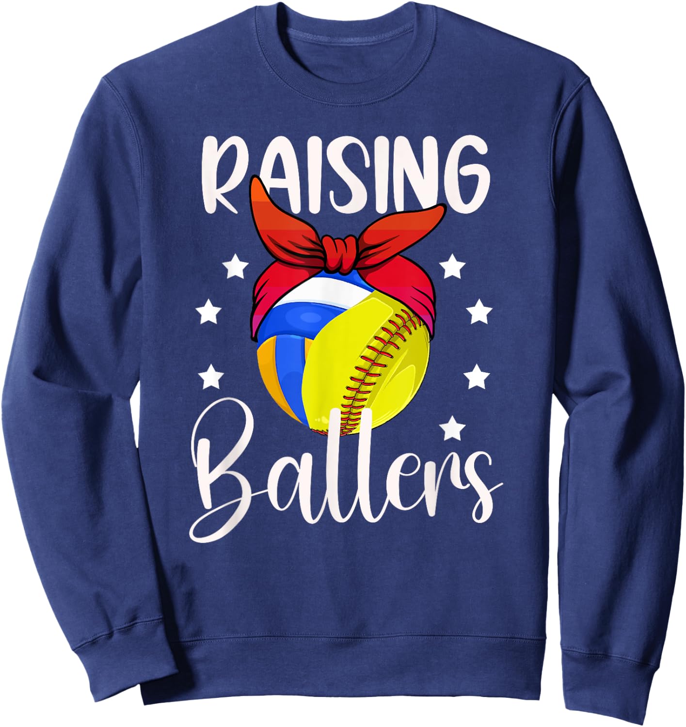 Raising Ballers Softball Volleyball Mom Sweatshirt - Sweatshirt | Navy