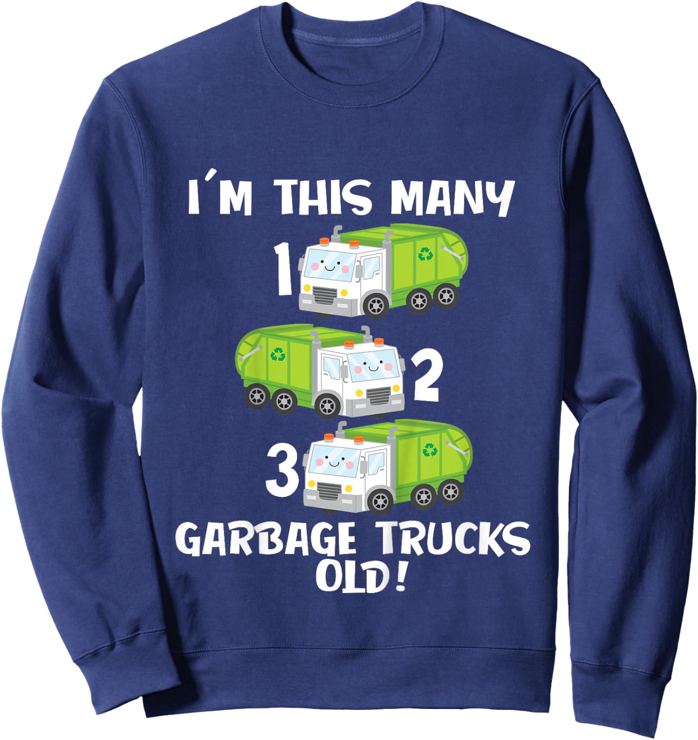 3rd Birthday Cute Garbage Truck Counting 123 Toddlers Sweatshirt - Sweatshirt | Navy