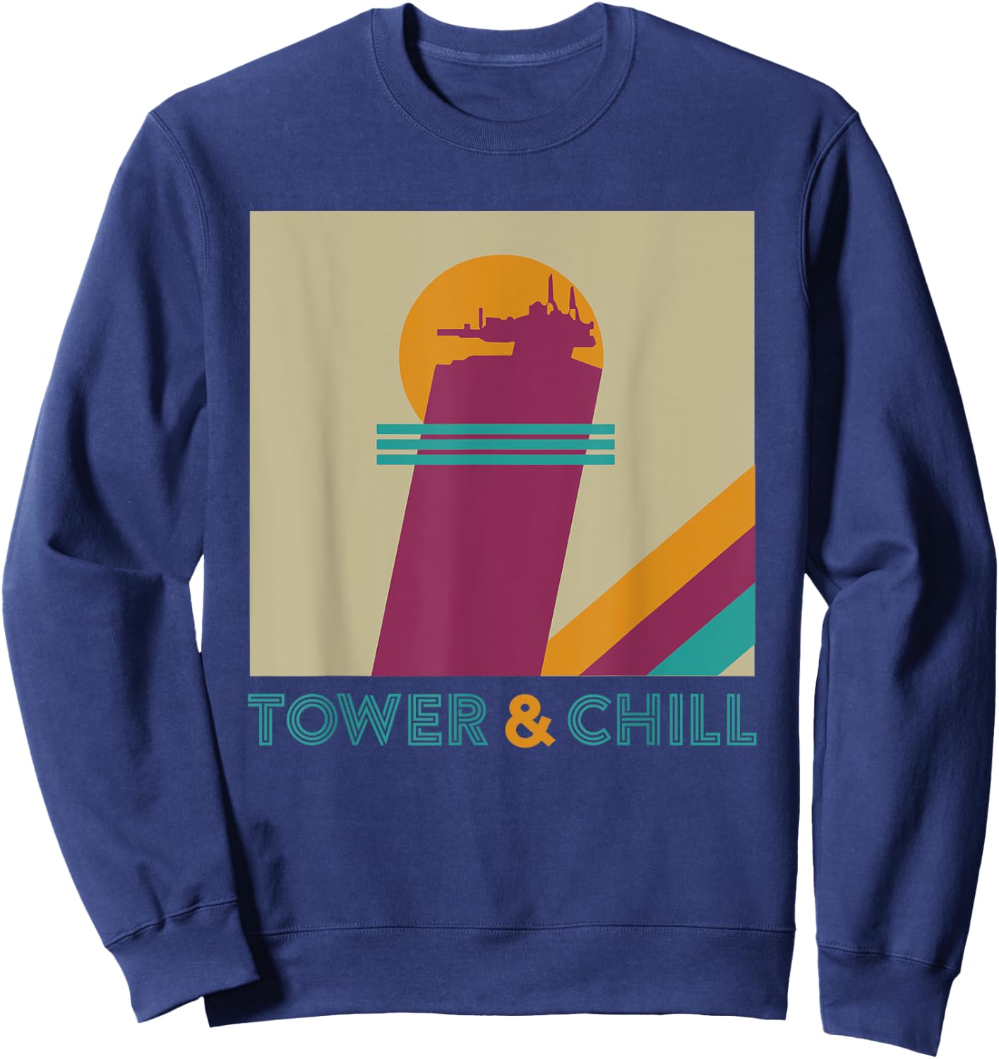 Retro Tower & CHILL - Gamer Titan Hunter Warlock Sweatshirt - Sweatshirt | Navy