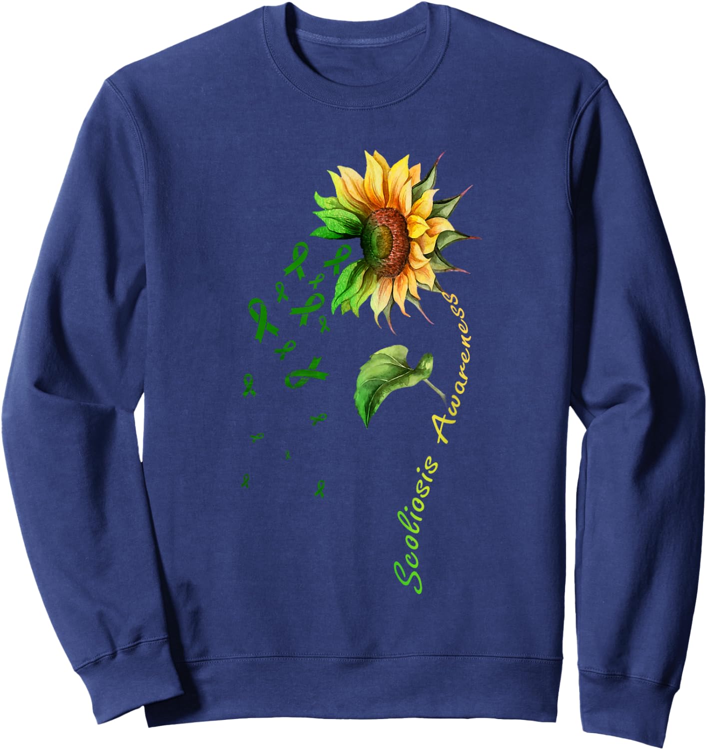 Scoliosis Awareness Sunflower Shirt Sweatshirt - Sweatshirt | Navy