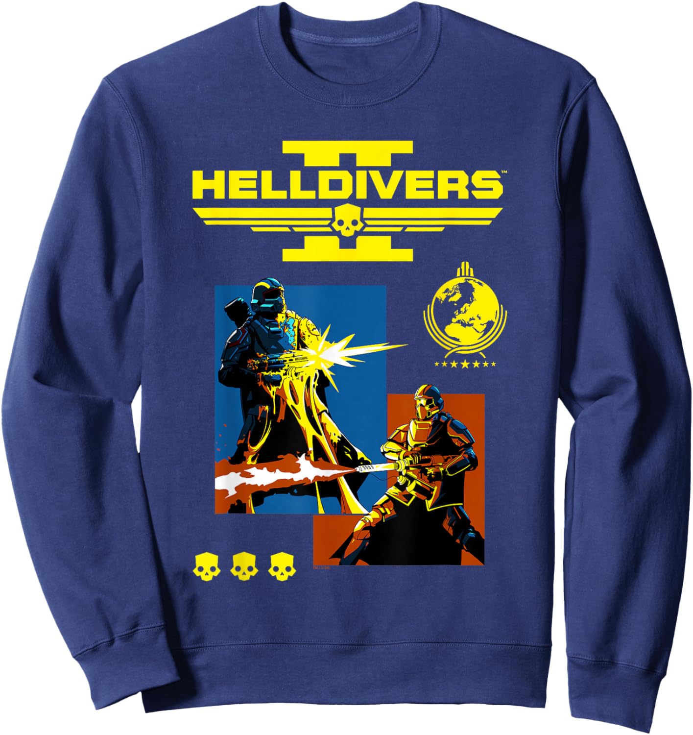 Helldivers 2 Divers for Liberty Collage and Logo Video Game Sweatshirt - Sweatshirt | Navy
