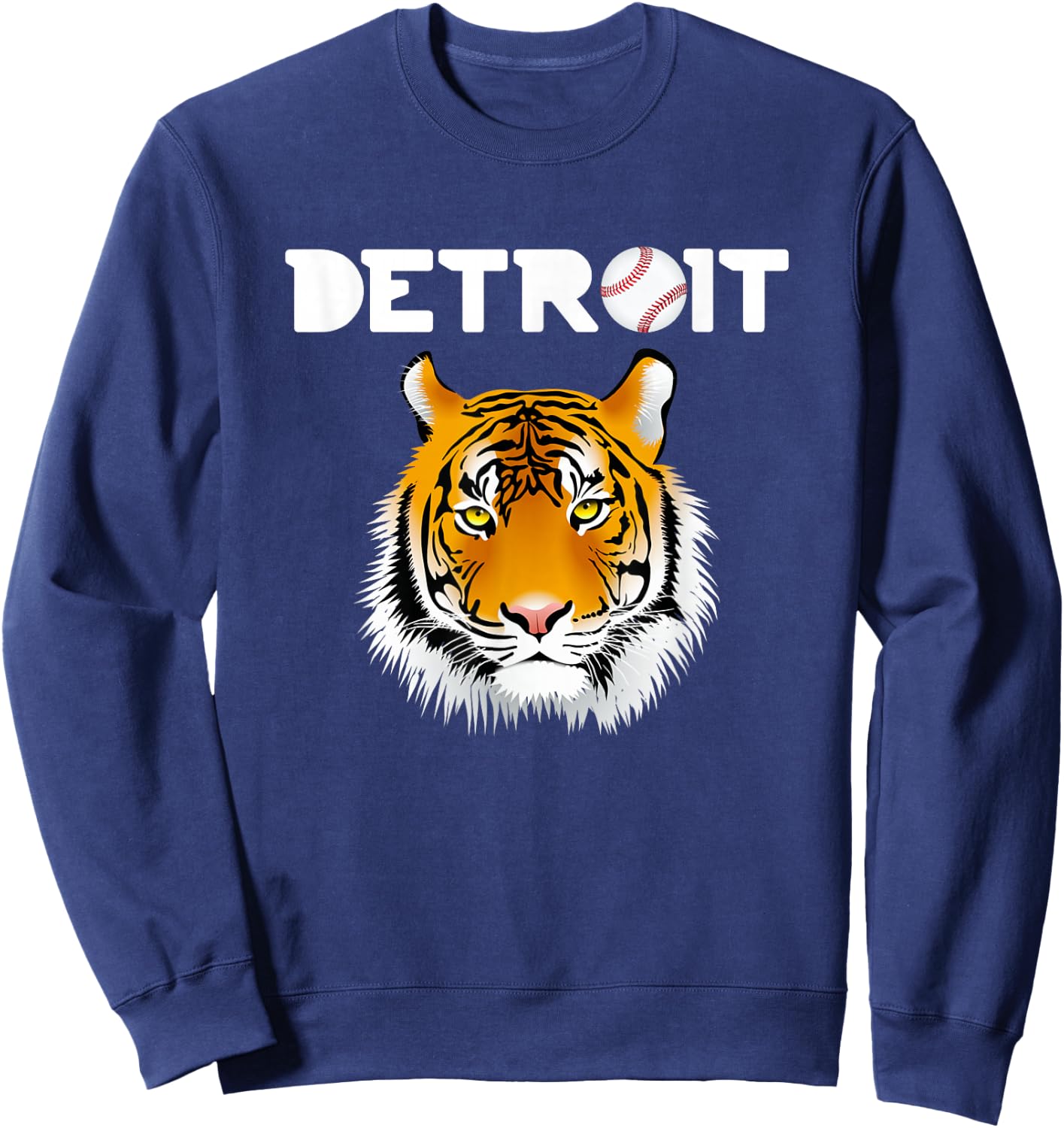 Distressed Tiger Mascot Cool Detroit Tiger Design Sweatshirt - Sweatshirt | Navy