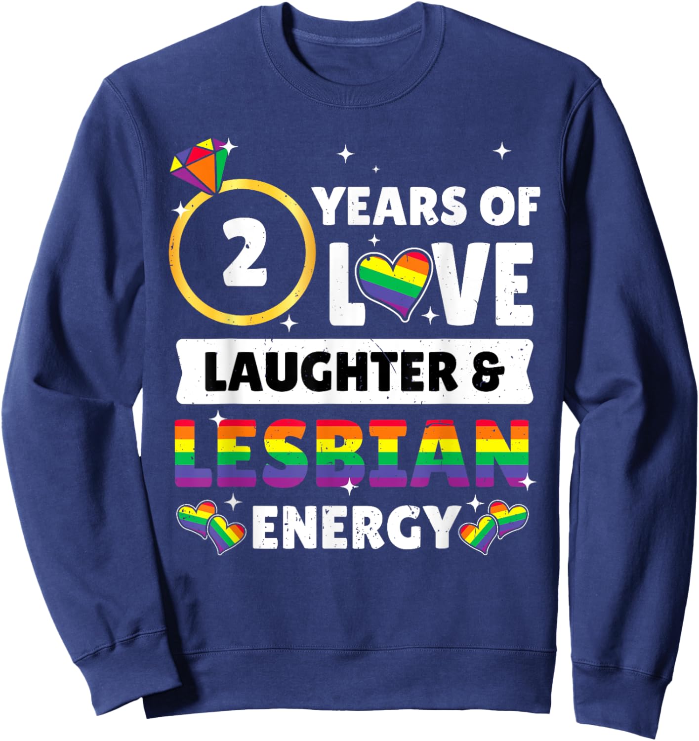 2 Years Lesbian Wedding Anniversary Lesbian Couple Matching Sweatshirt - Sweatshirt | Navy