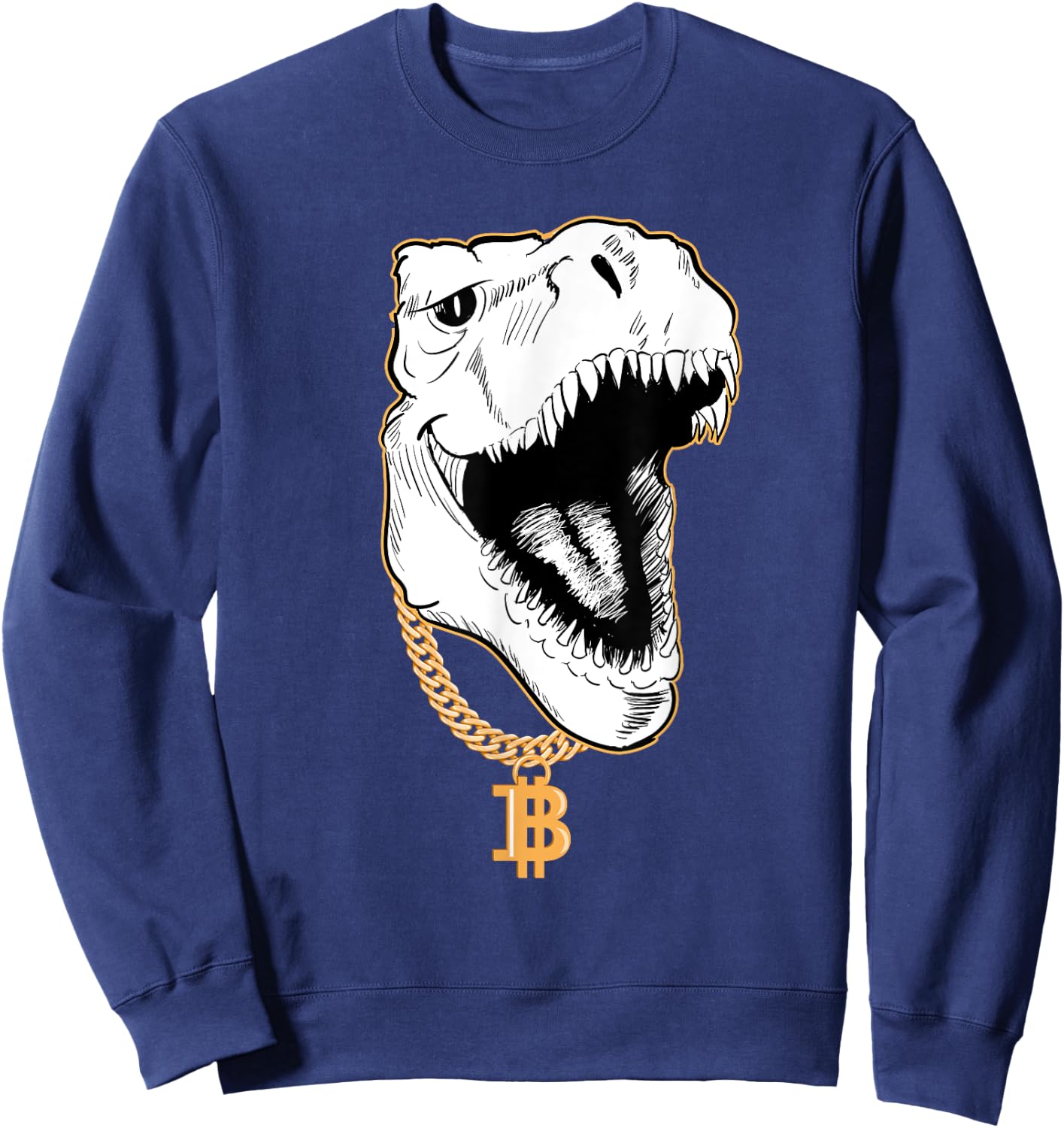 Funny Gangster T-Rex Bitcoin Cryptocurrency Shirt Sweatshirt - Sweatshirt | Navy